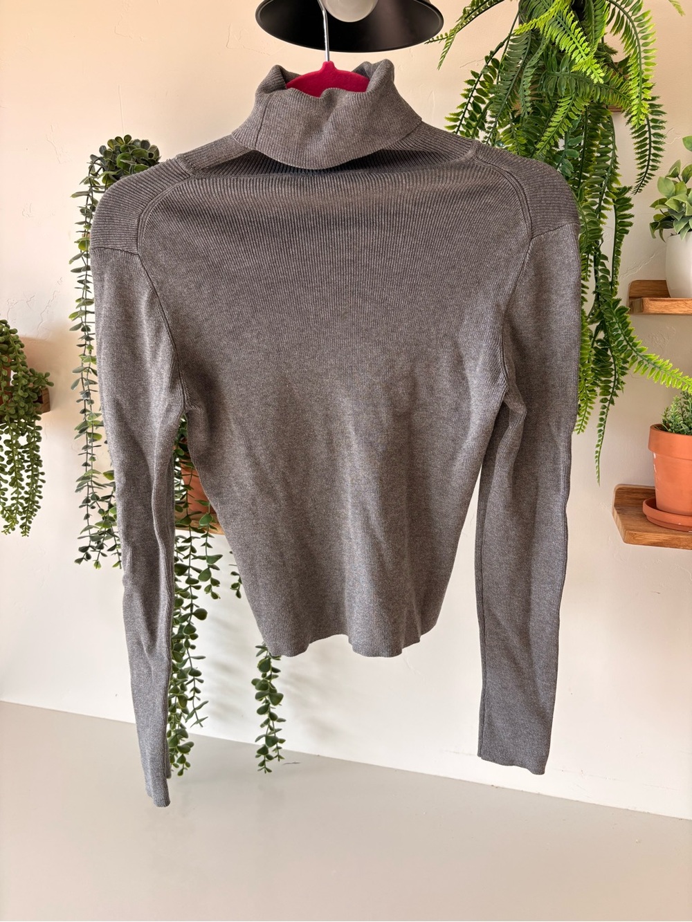 Zara Light Gray Ribbed Turtleneck Sweater